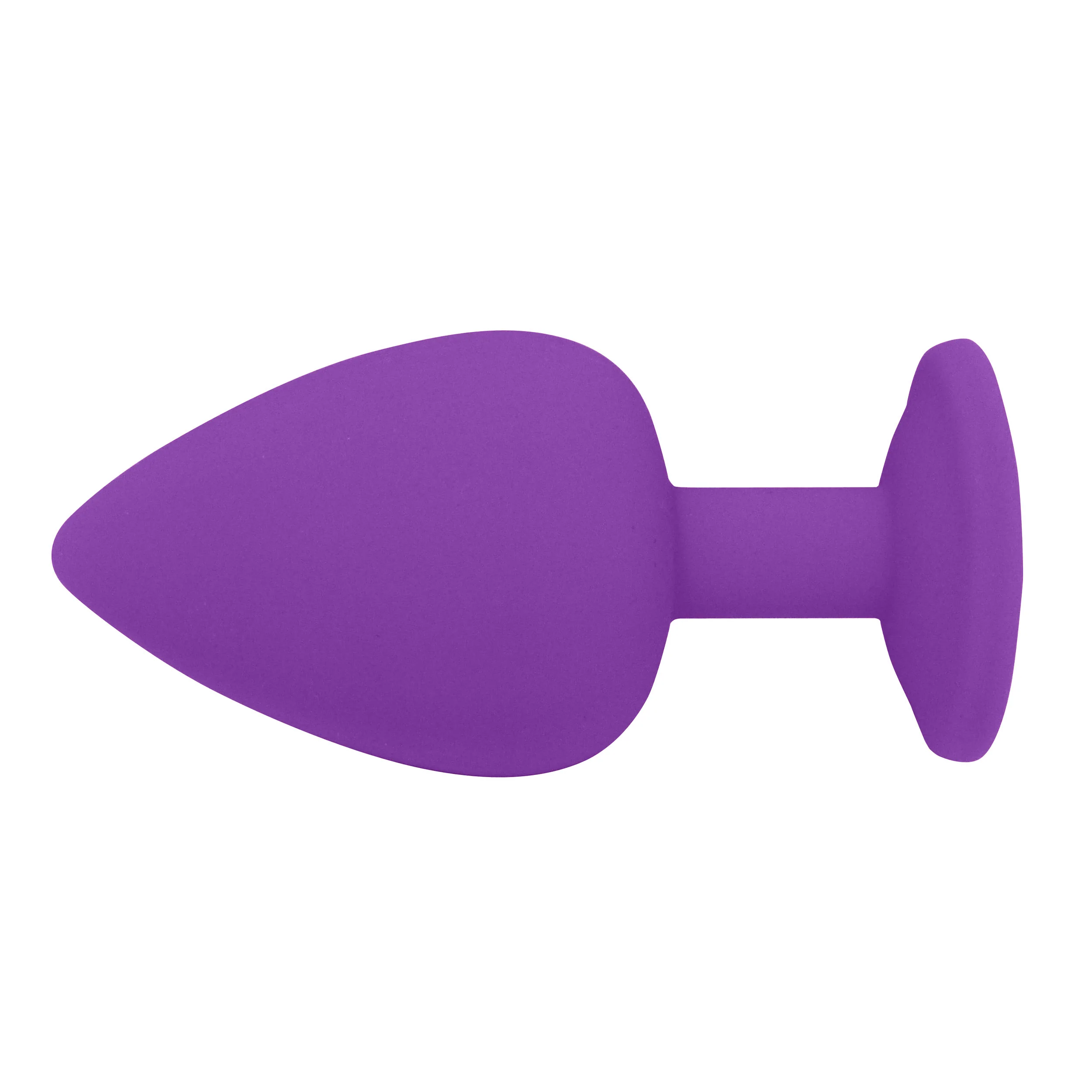 Fetish Pleasure Play Medium Purple Silicone Green Jewel Butt Plug - Image 2