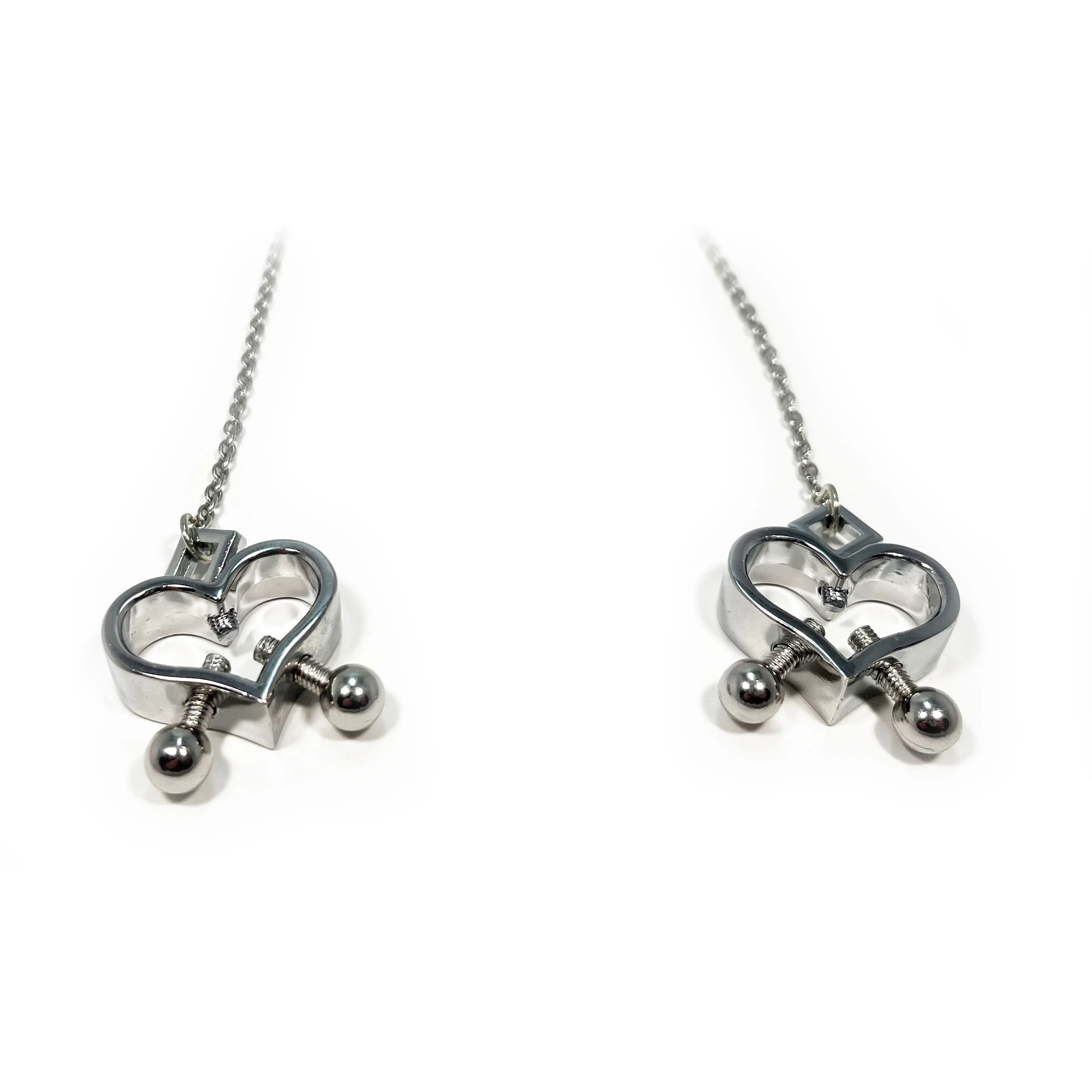 Fetish Pleasure Play Nipple Clamp Heart Shaped Combo - Silver - Image 5