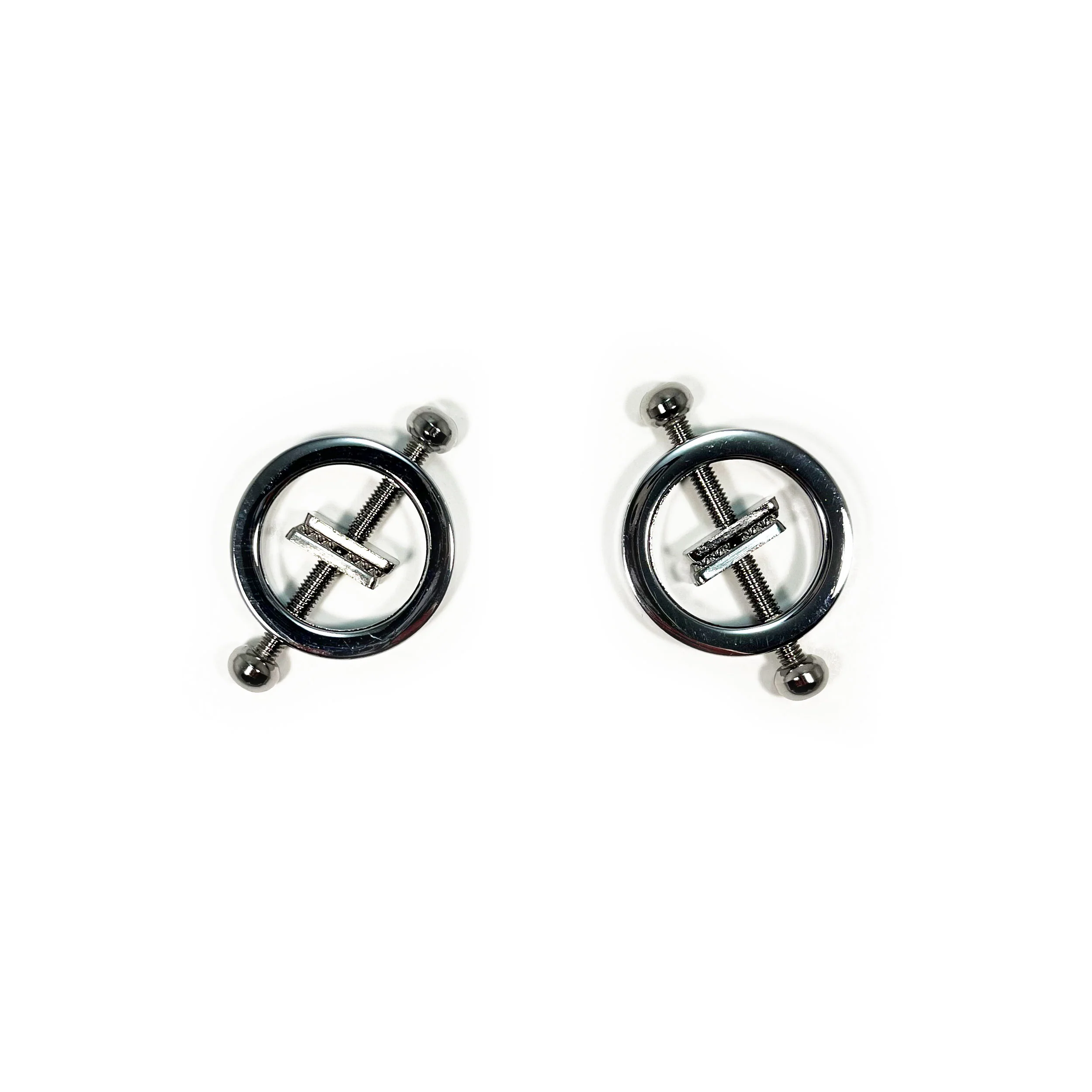 Fetish Pleasure Play Nipple Twist Clamp Circle Shaped - Silver - Image 2