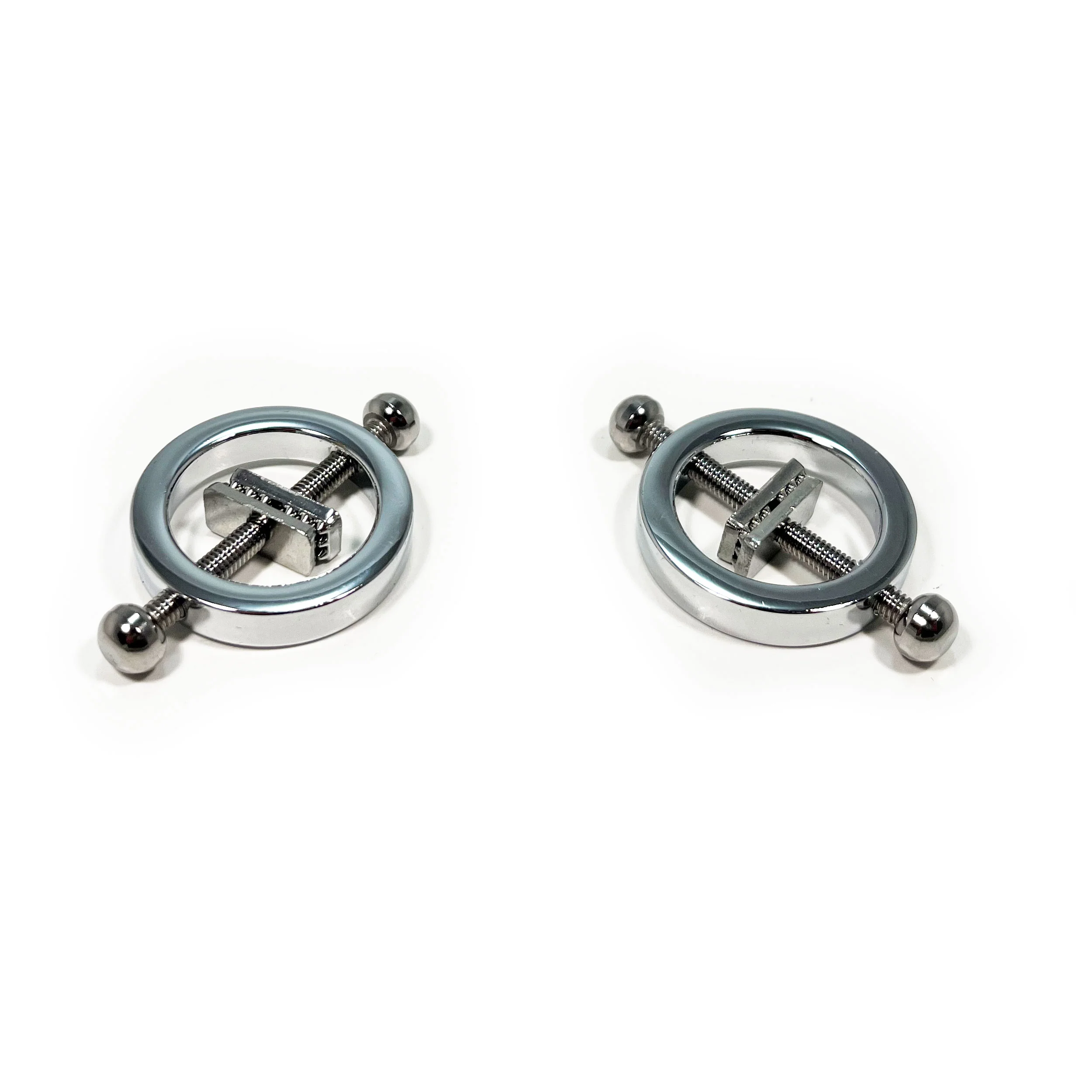 Fetish Pleasure Play Nipple Twist Clamp Circle Shaped - Silver - Image 4