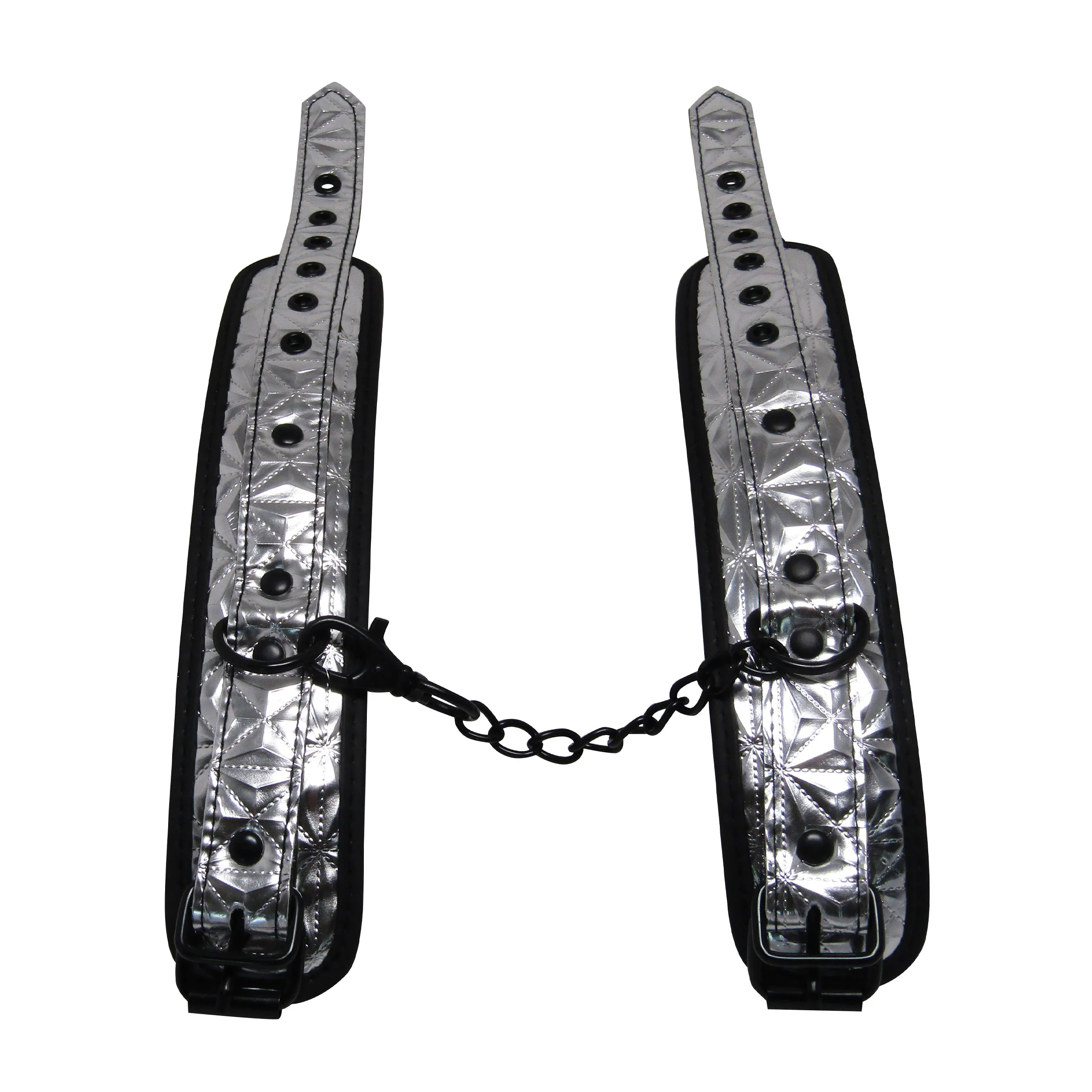 Fetish Pleasure Play Passionate Silver Wrist Cuffs - Image 2