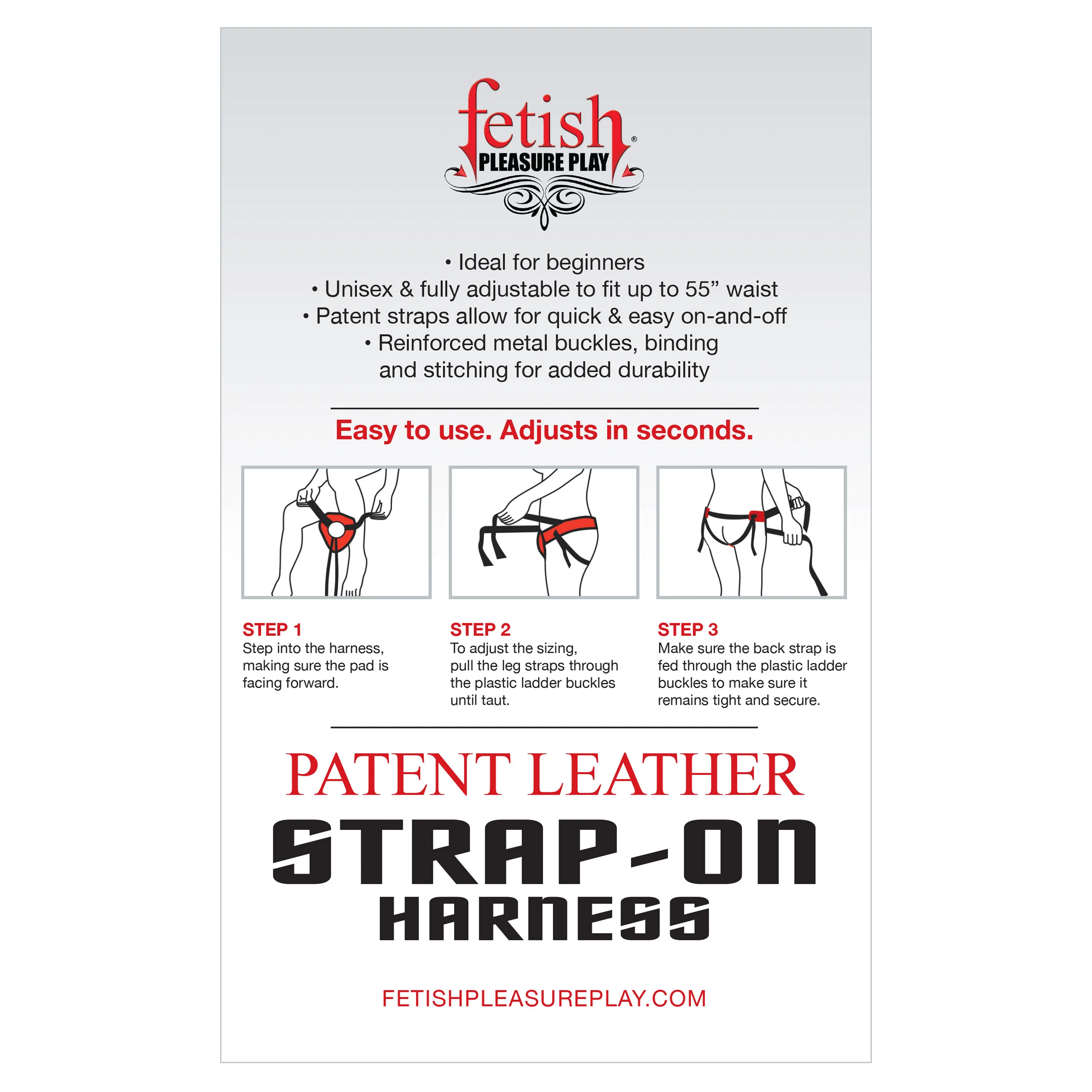 Fetish Pleasure Play Patent Leather Strap-On Harness - Image 5