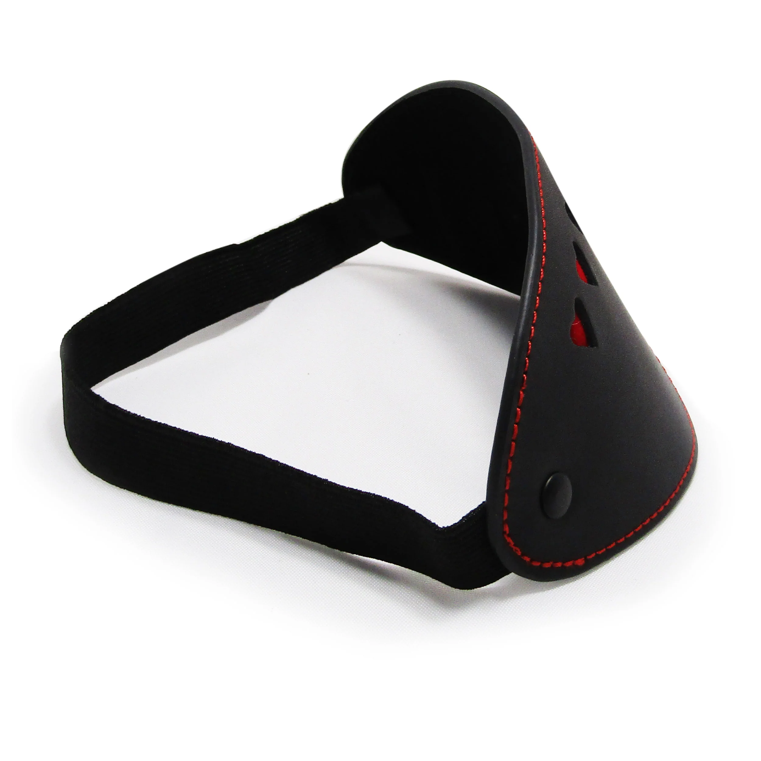 Fetish Pleasure Play Red Hearts Leather Blindfold - Image 2