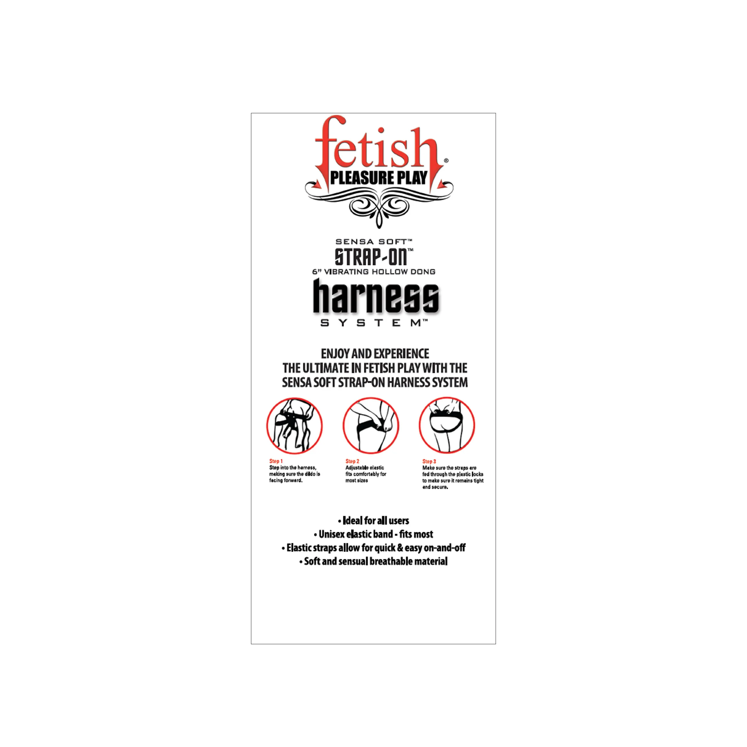 Fetish Pleasure Play Strap-On Harness System w/6" Dong - Image 3