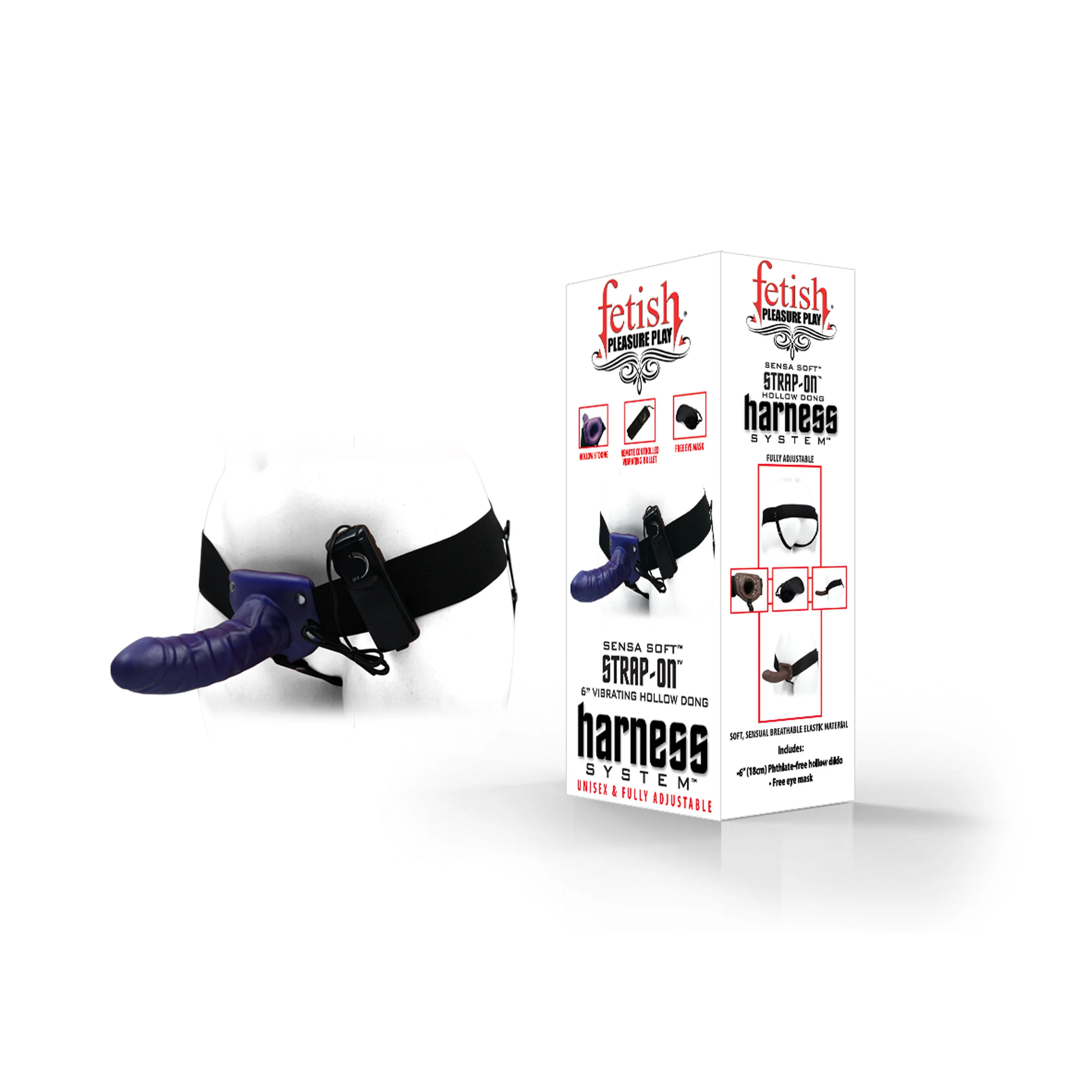 Fetish Pleasure Play Strap-On Harness System w/6" Vibrating Dong- Purple - Image 2