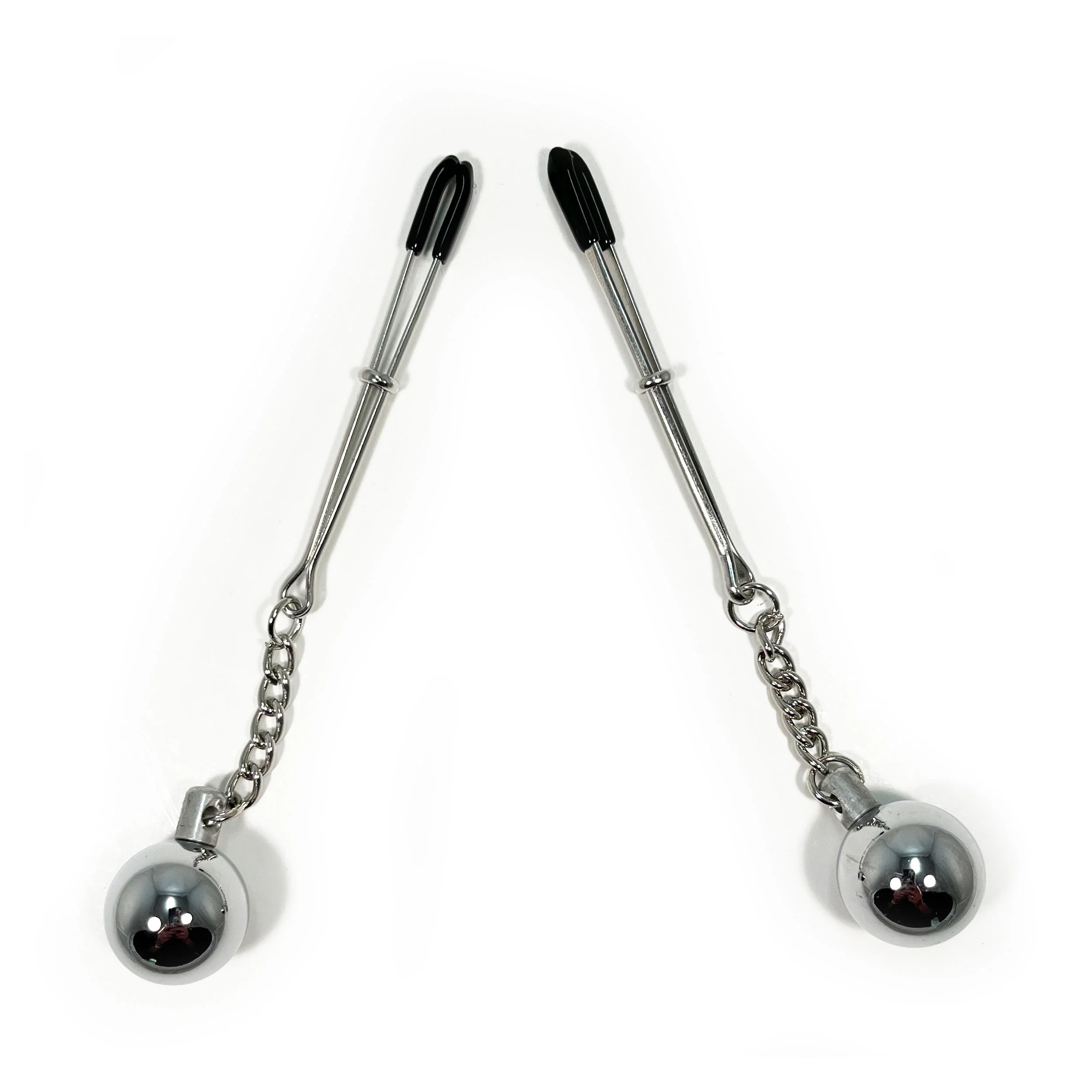 Fetish Pleasure Play Tweezer Nipple Clamp w/Bell - Silver