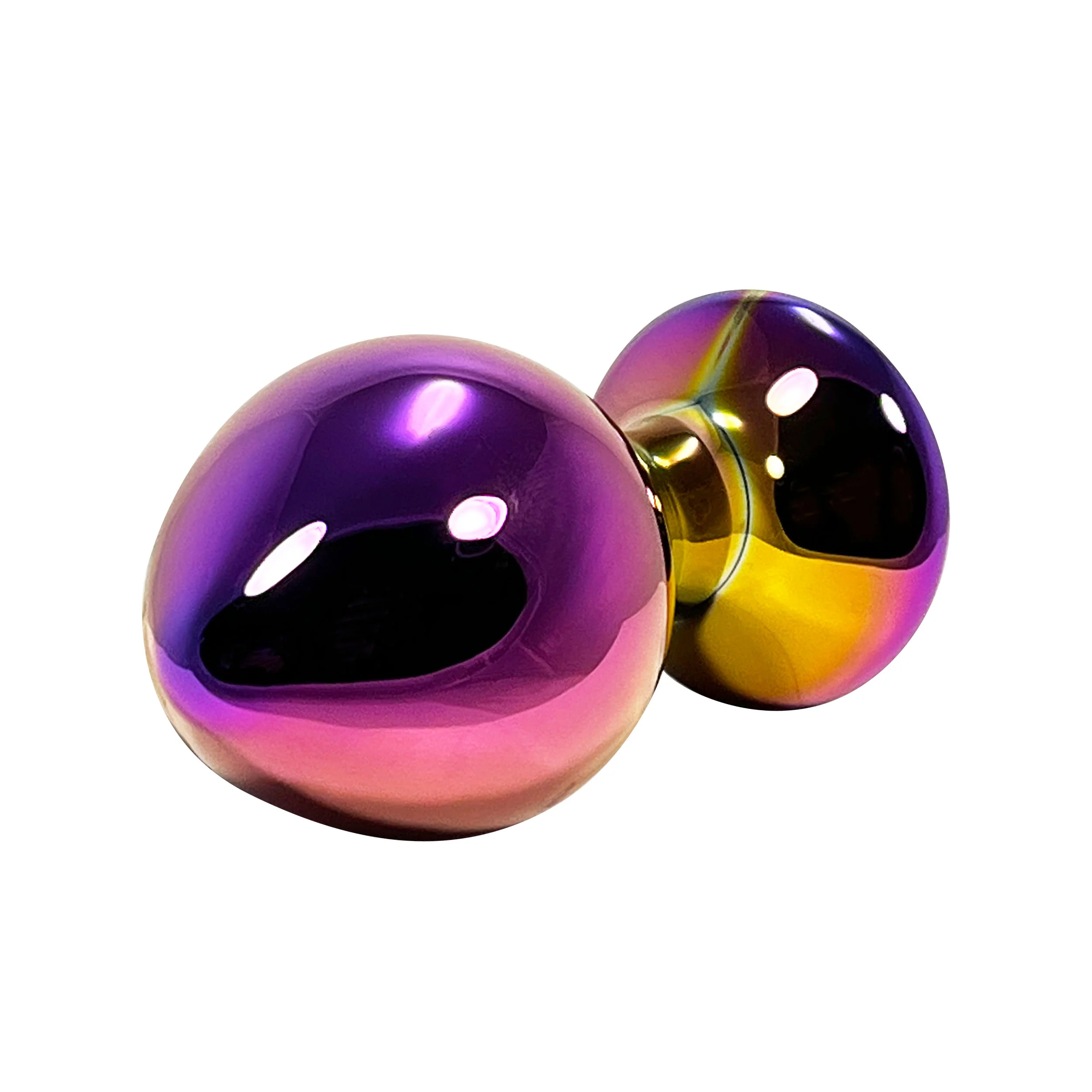 Fetish Pleasure Play X-Small Glass Iridescent Butt Plug - Image 2