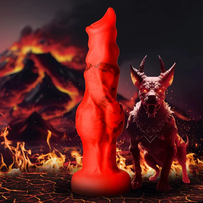 FIRE HOUND RED SILICONE DILDO - MEDIUM - Image 2