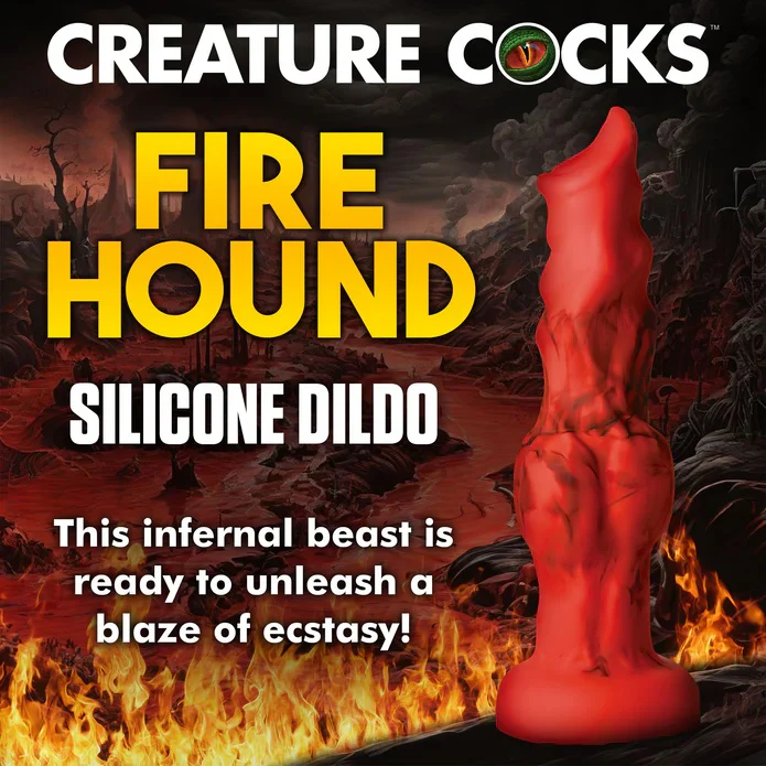 FIRE HOUND RED SILICONE DILDO - MEDIUM - Image 3
