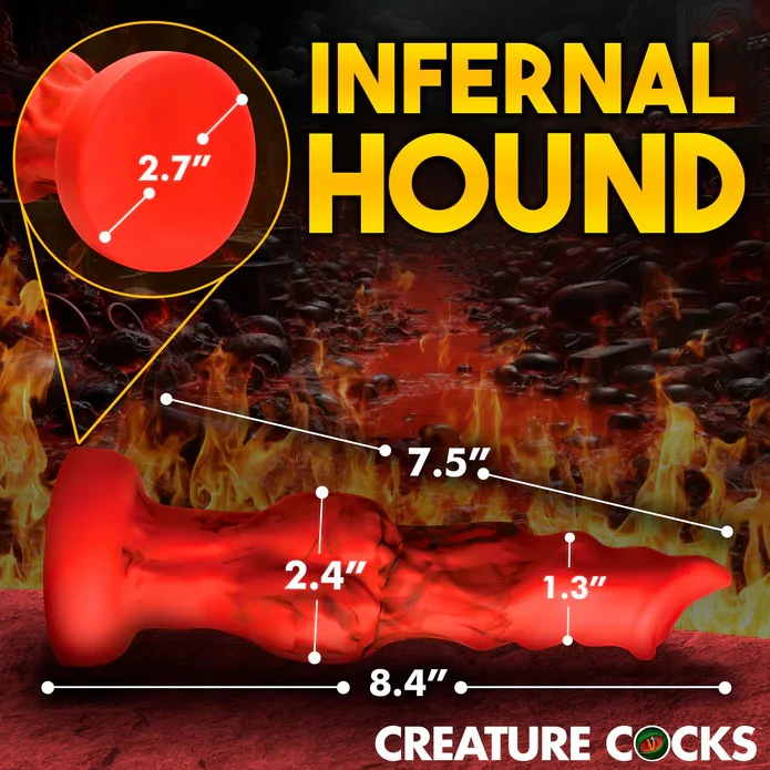FIRE HOUND RED SILICONE DILDO - MEDIUM - Image 5