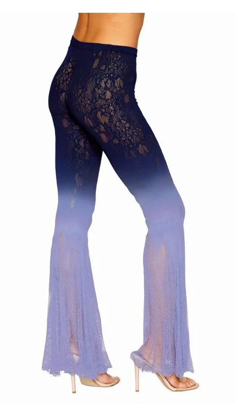 Flare Leg Knitted Pantyhose, Blue/Purple, One Size - Image 2