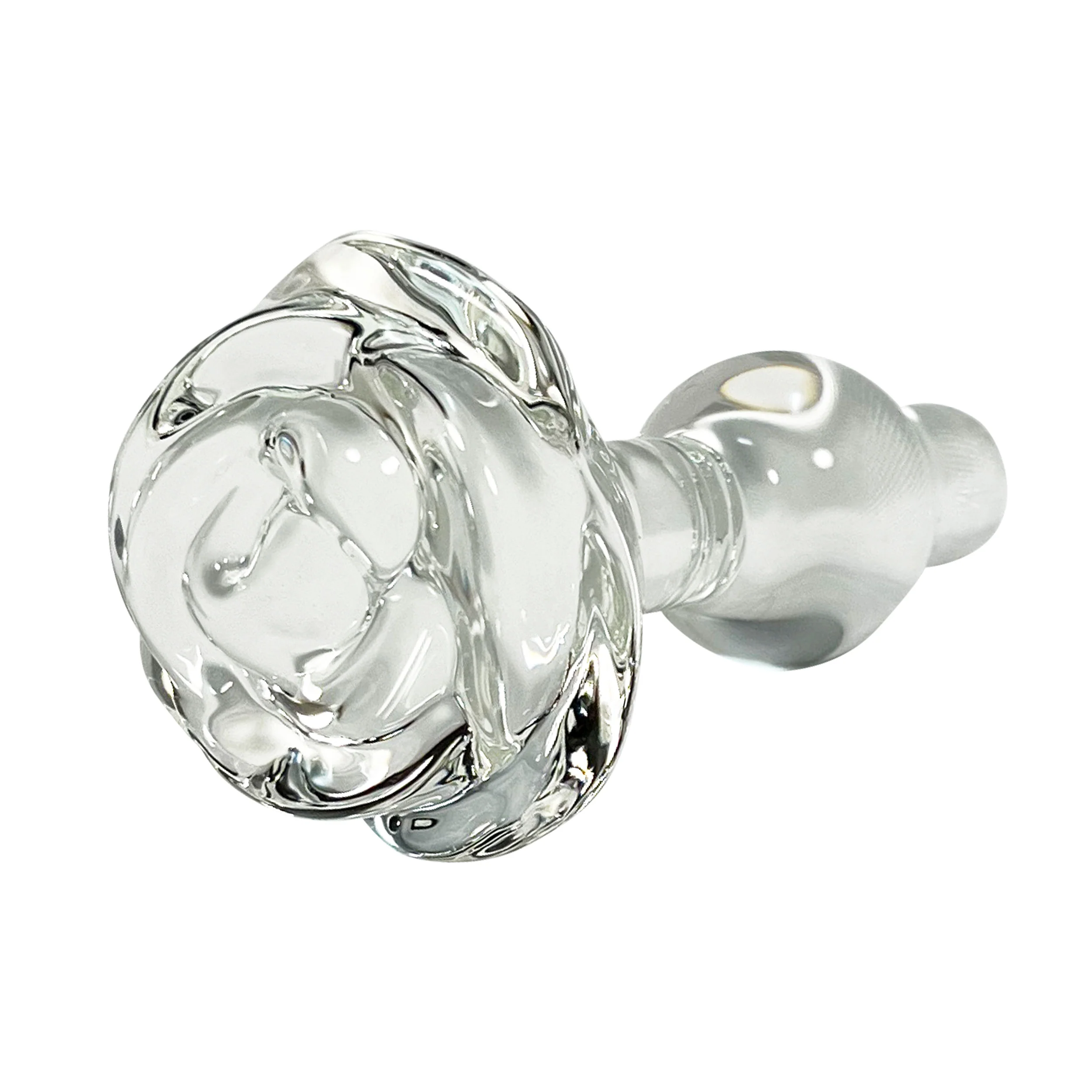 Glass Butt Plug with Flower Base - Clear - Image 2