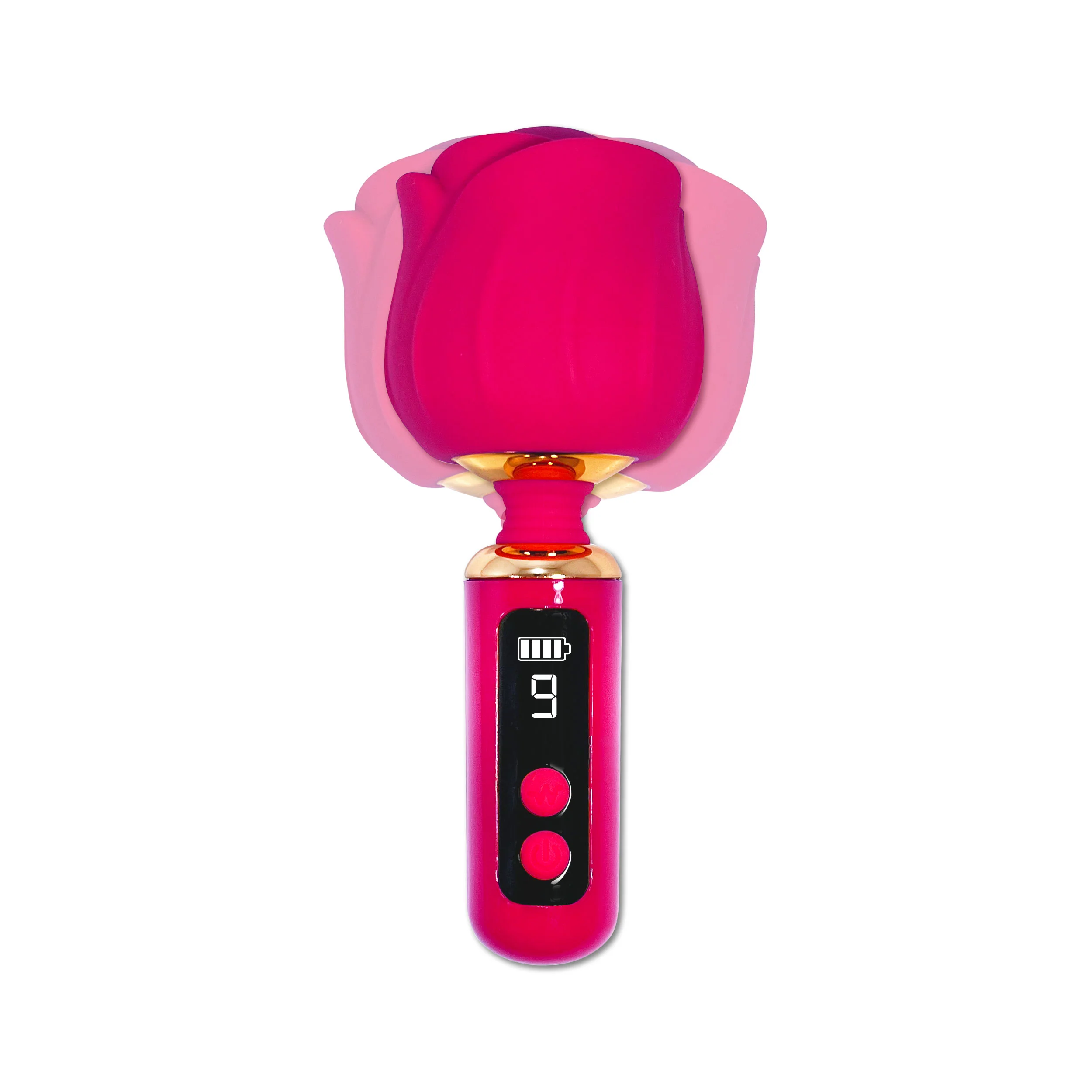 Glitter Gems Rose Vibrator Wand in Pink - Image 2