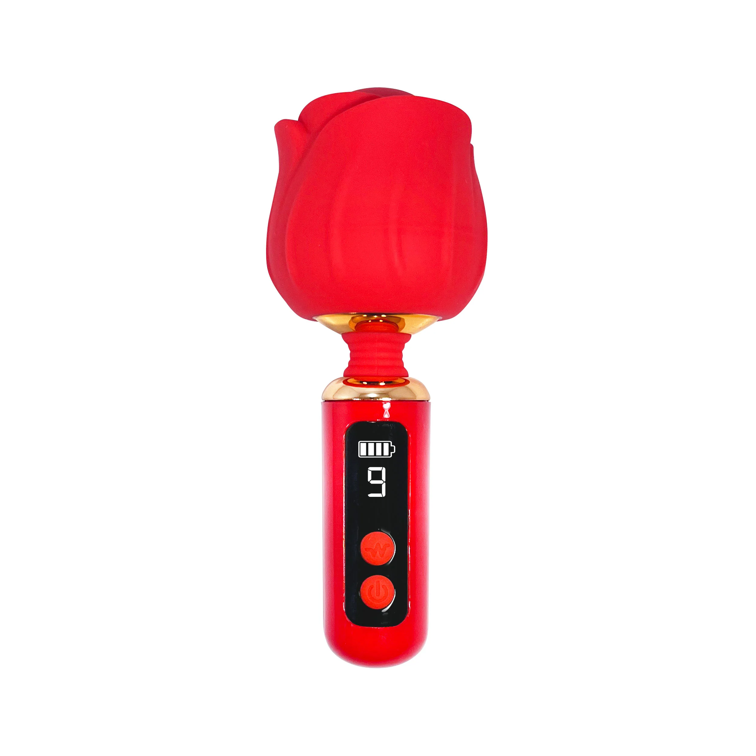 Glitter Gems Rose Vibrator Wand in Red