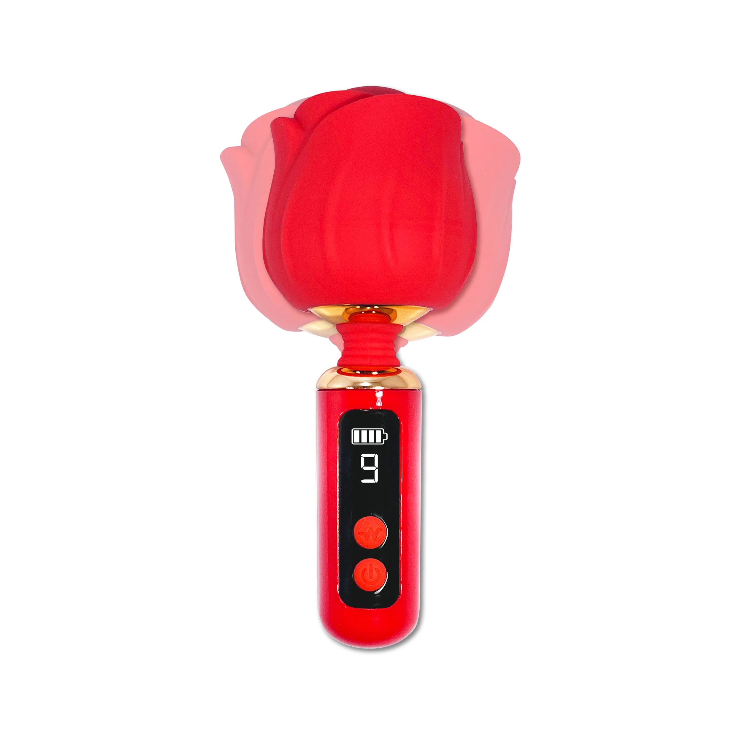 Glitter Gems Rose Vibrator Wand in Red - Image 2