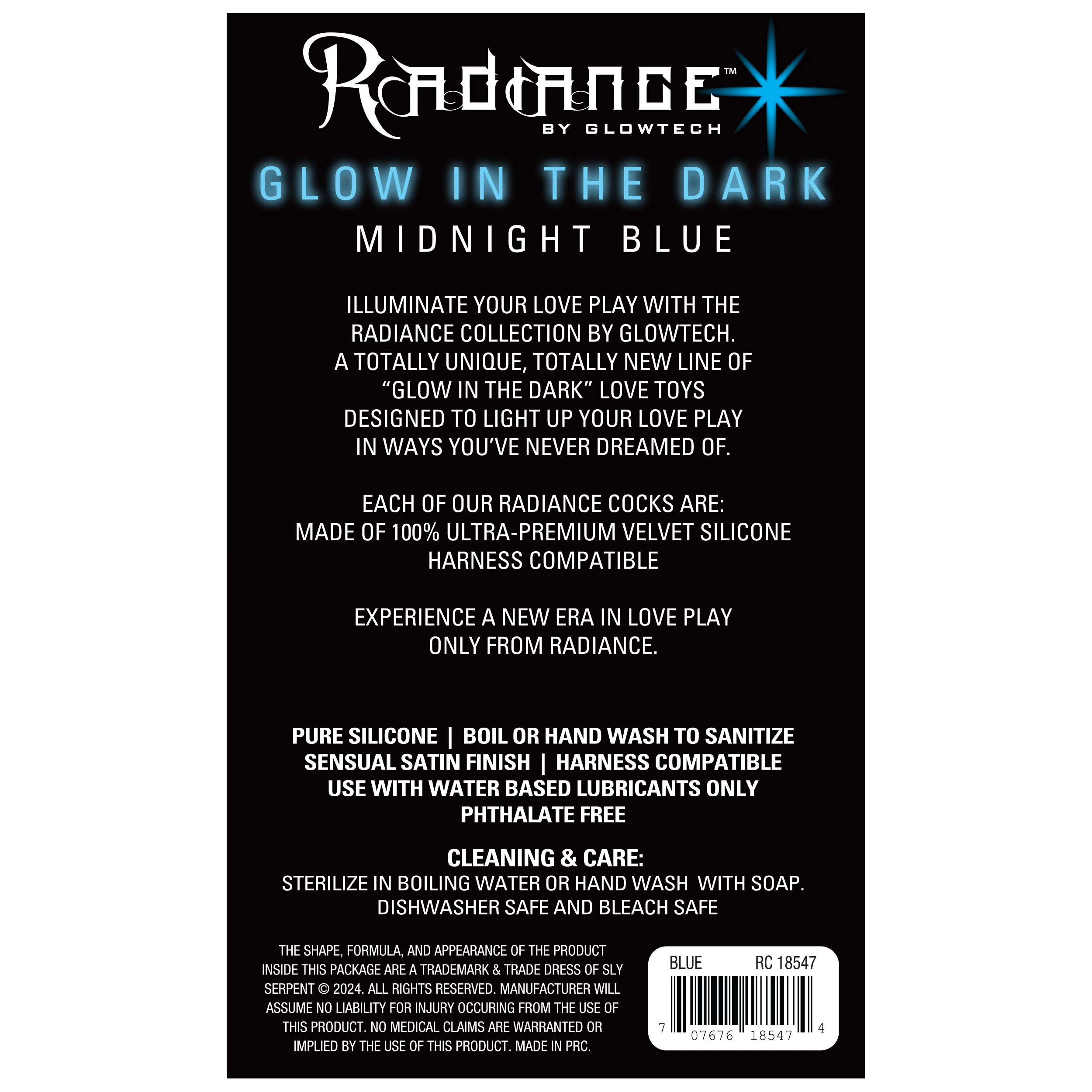 Glow-in-the-Dark 6" Velvet Silicone Dildo in Blue - Image 2