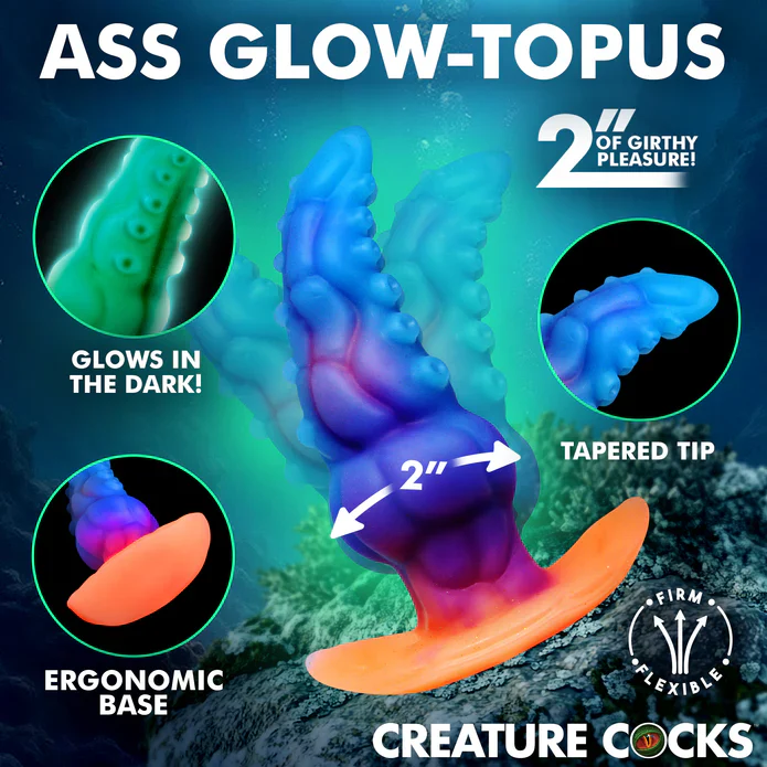 Glowtopus Glow-in-the-Dark Silicone Anal Plug by Creature Cocks - Image 4