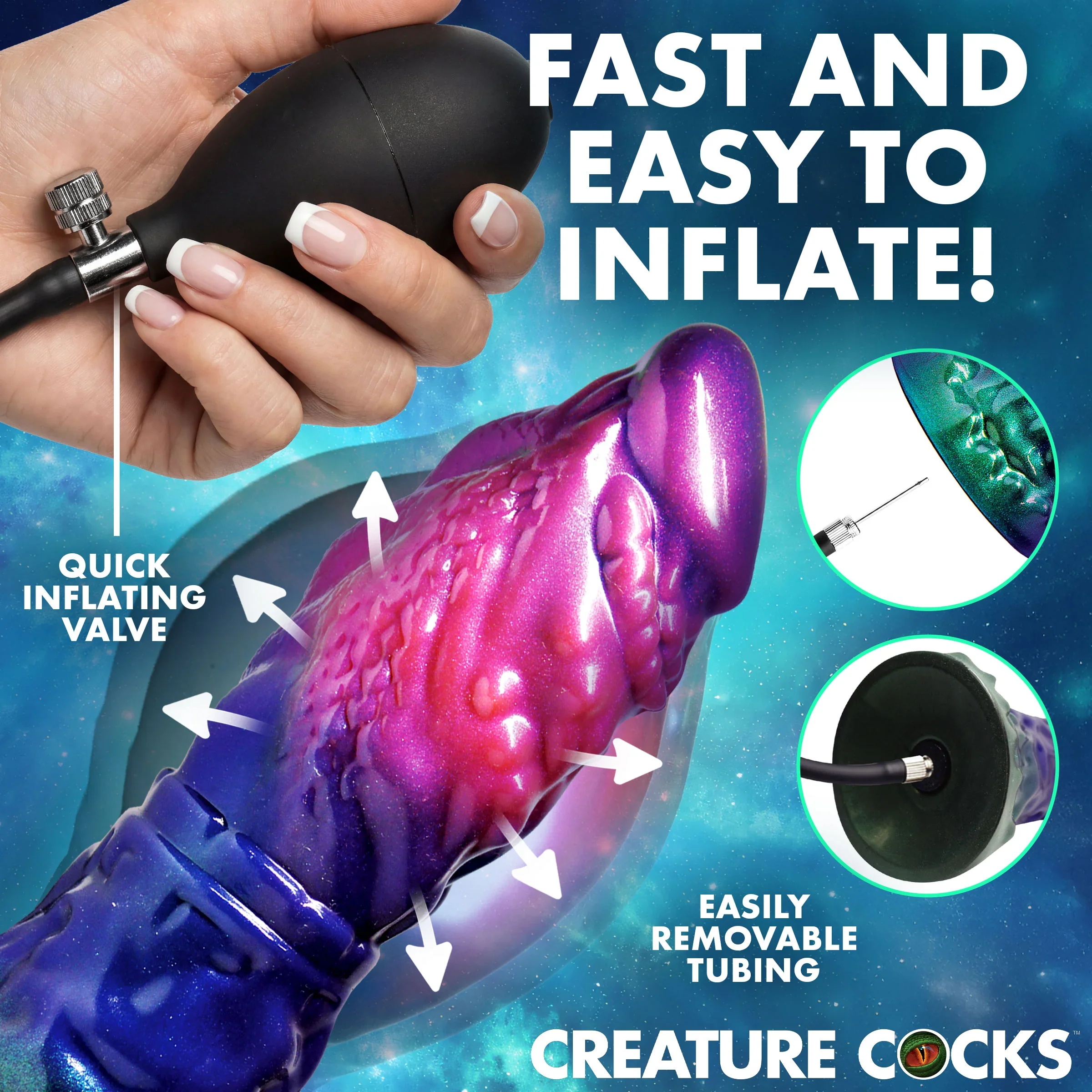 Gorge Inflatable Silicone Dildo by Creature Cocks - Image 4