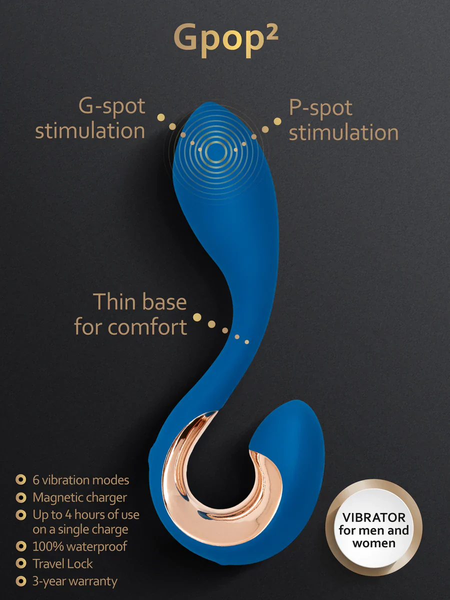 Gpop 2 G-Spot & P-Spot Vibrator, Blue - Image 2