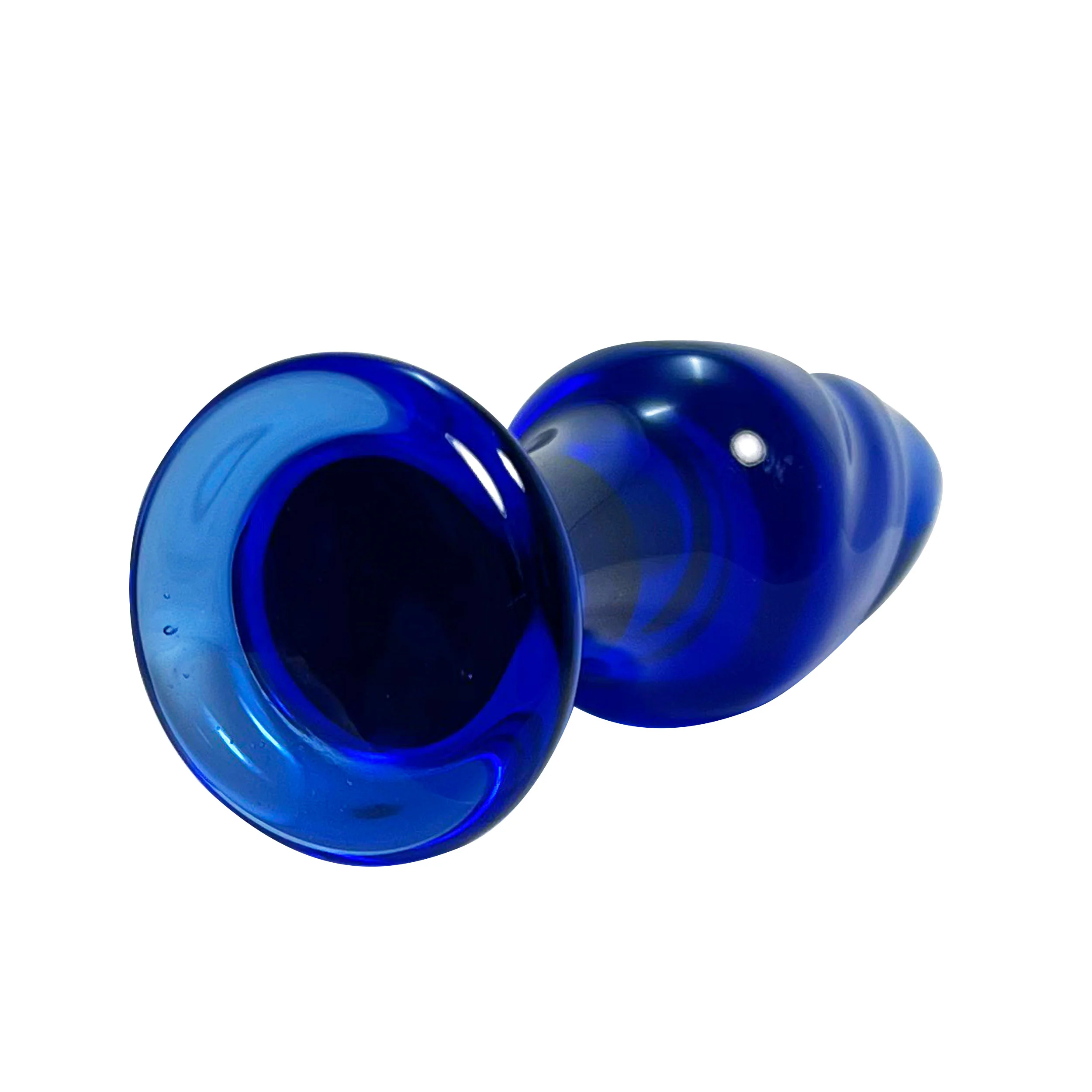 Swirled Glass Butt Plug in Cobalt Blue by Glass Pleasure Play - Image 2