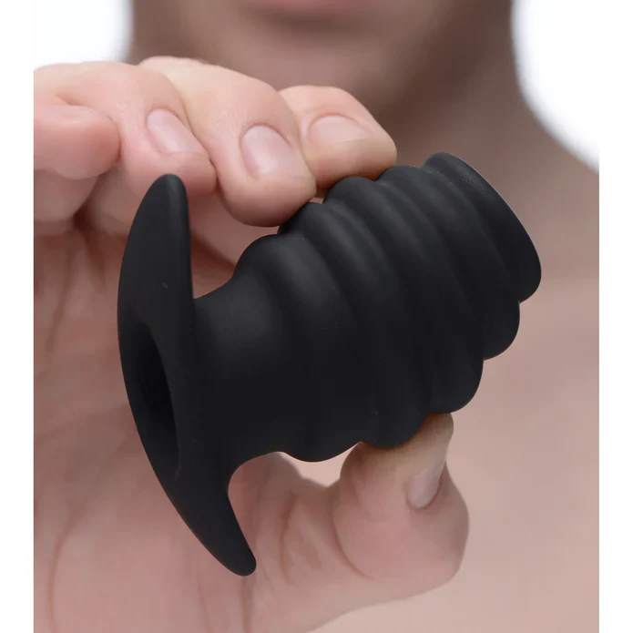 Hive Ass Silicone Ribbed Hollow Anal Plug in Small - Image 4