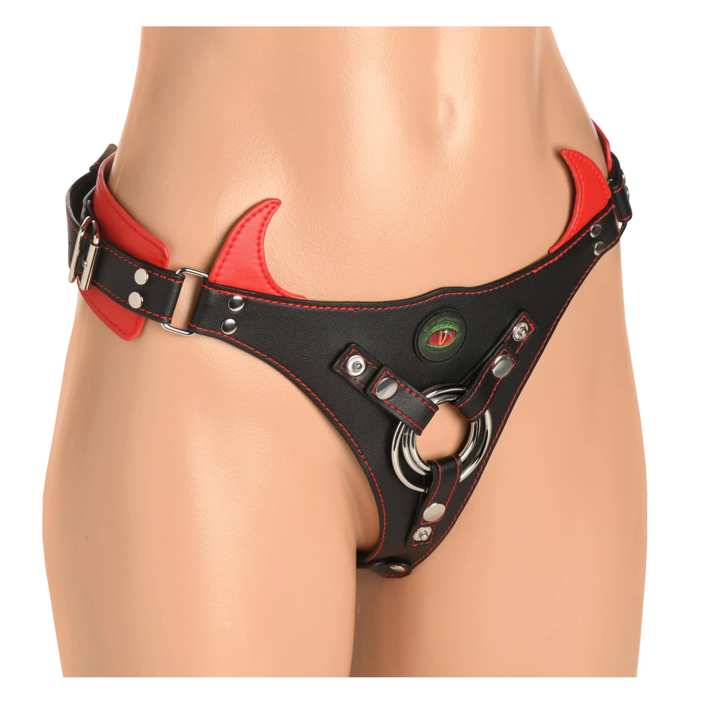 Horny Devil Strap-On Harness Black Red - OS - Image 3