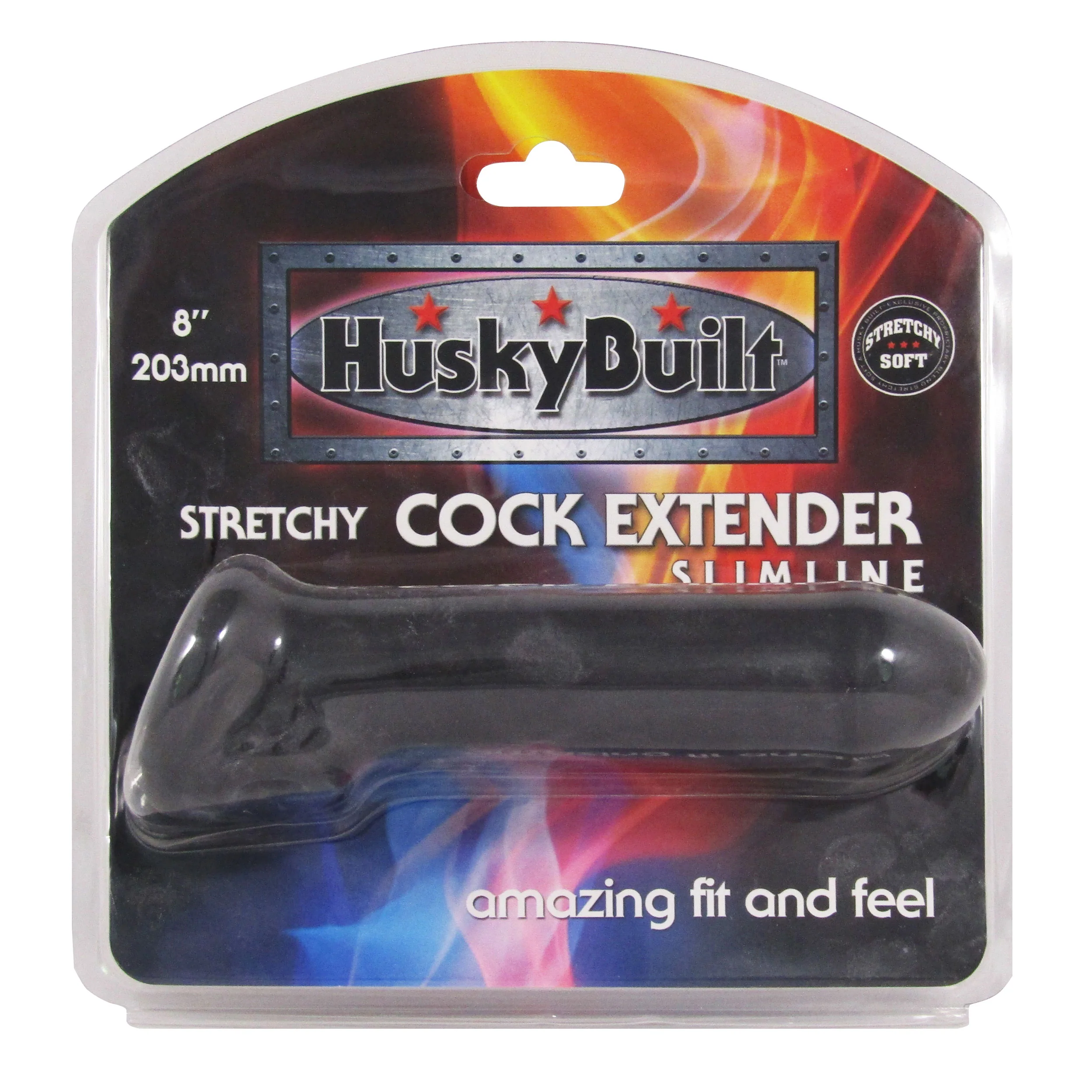 Husky Built Stretchy 8" Slimline Cock Extender - Black - Image 3