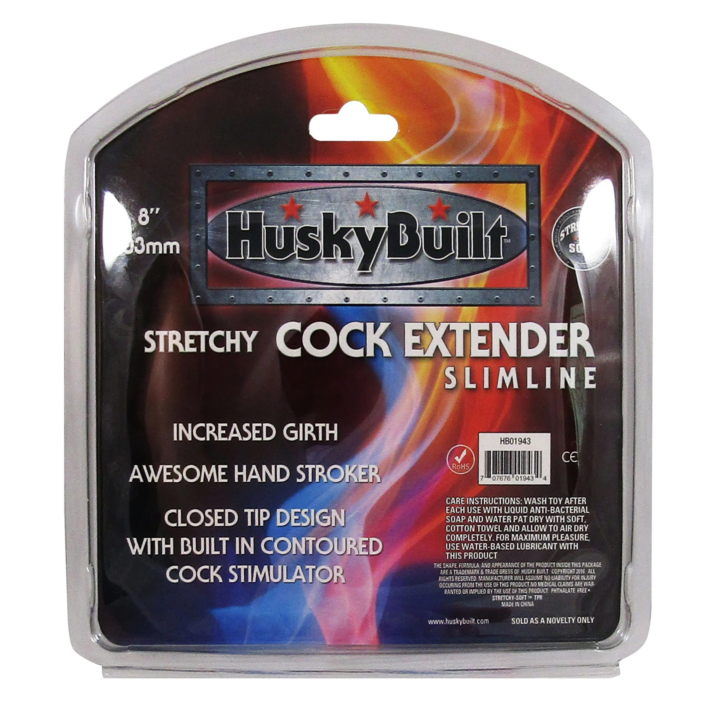 Husky Built Stretchy 8" Slimline Cock Extender - Black - Image 4