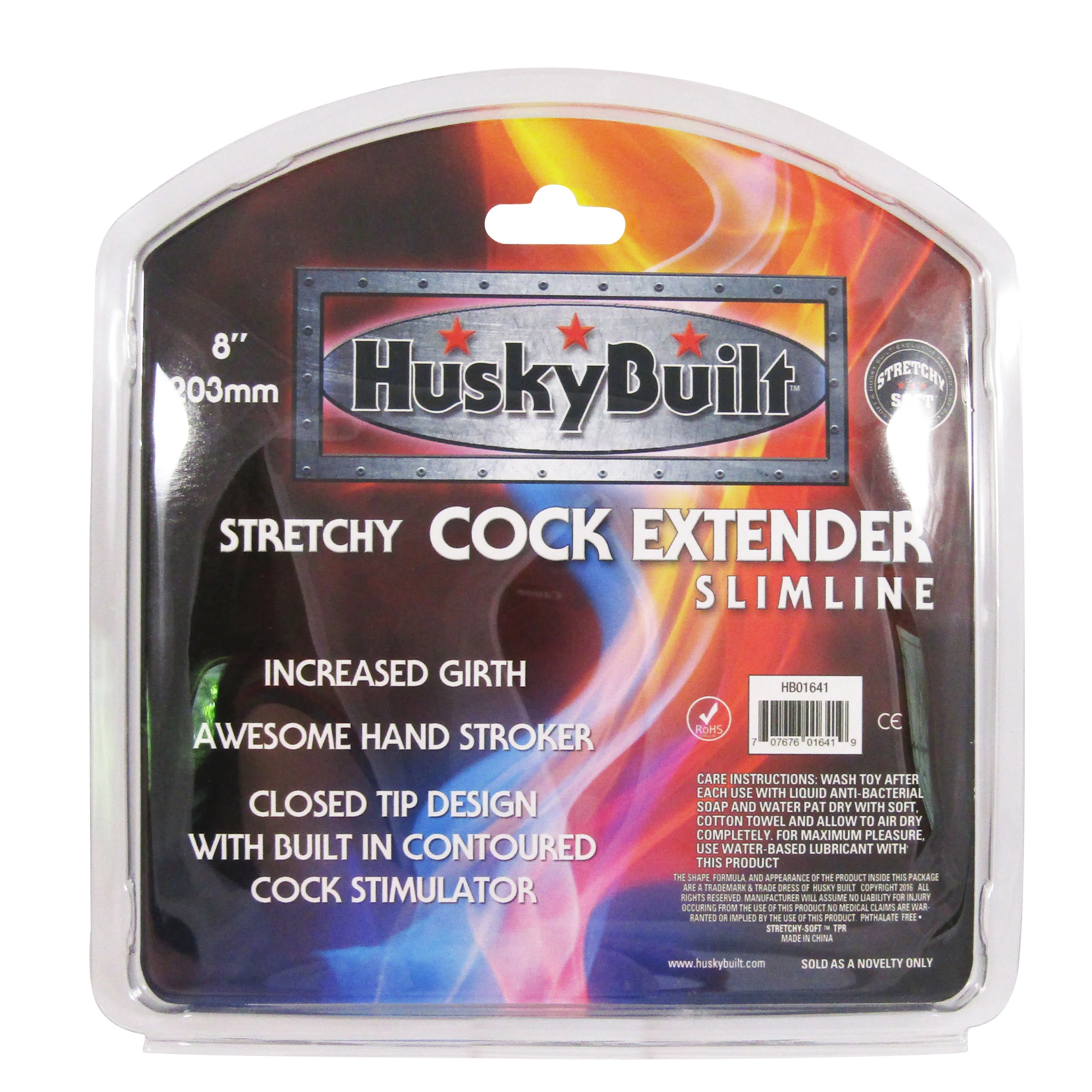 Husky Built Stretchy 8" Slimline Cock Extender - Clear - Image 5