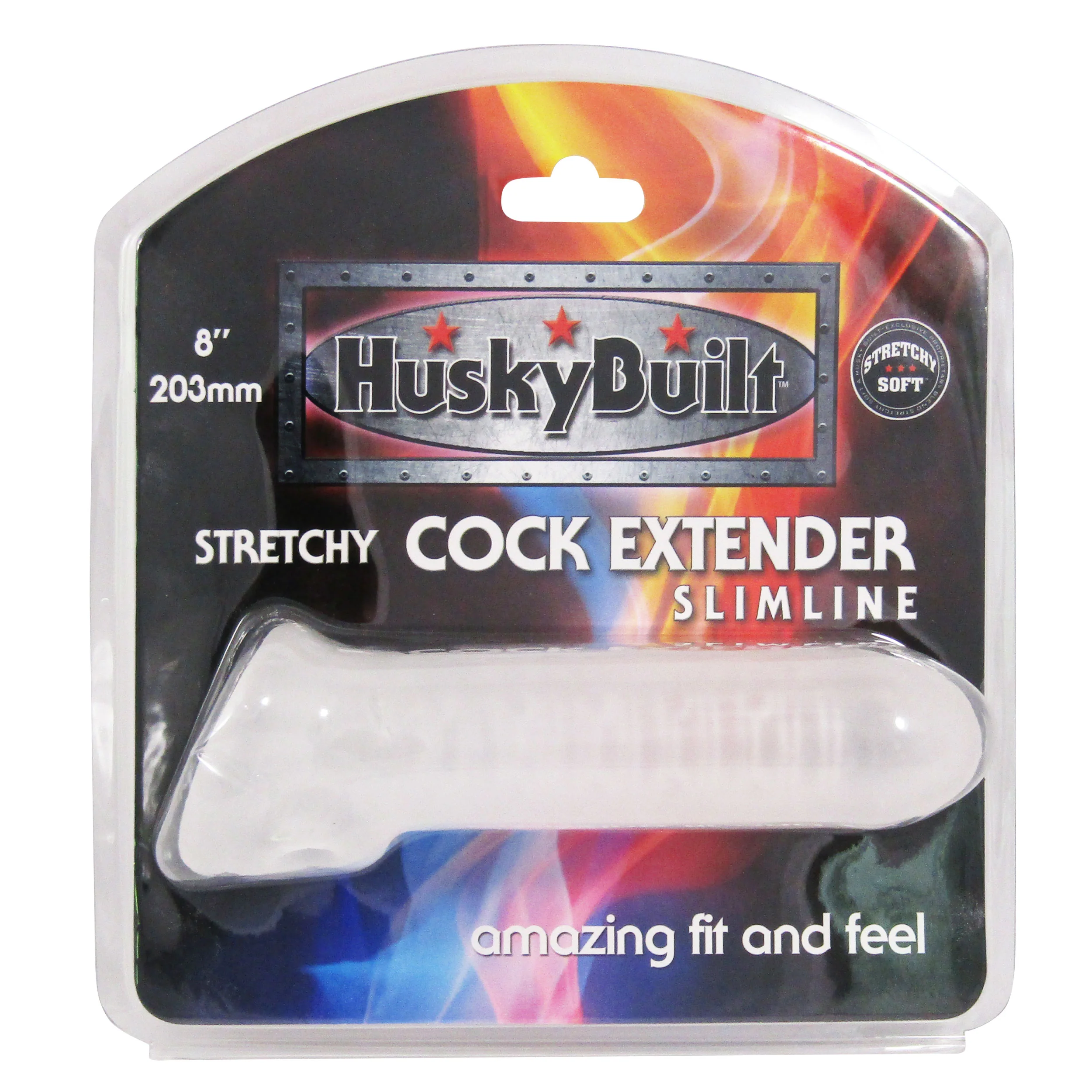 Husky Built Stretchy 8" Slimline Cock Extender - Clear - Image 6