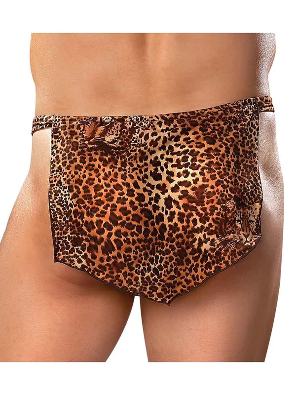 Jungle Stud Loin Cloth Thong, Leopard Print, One Size - Image 3