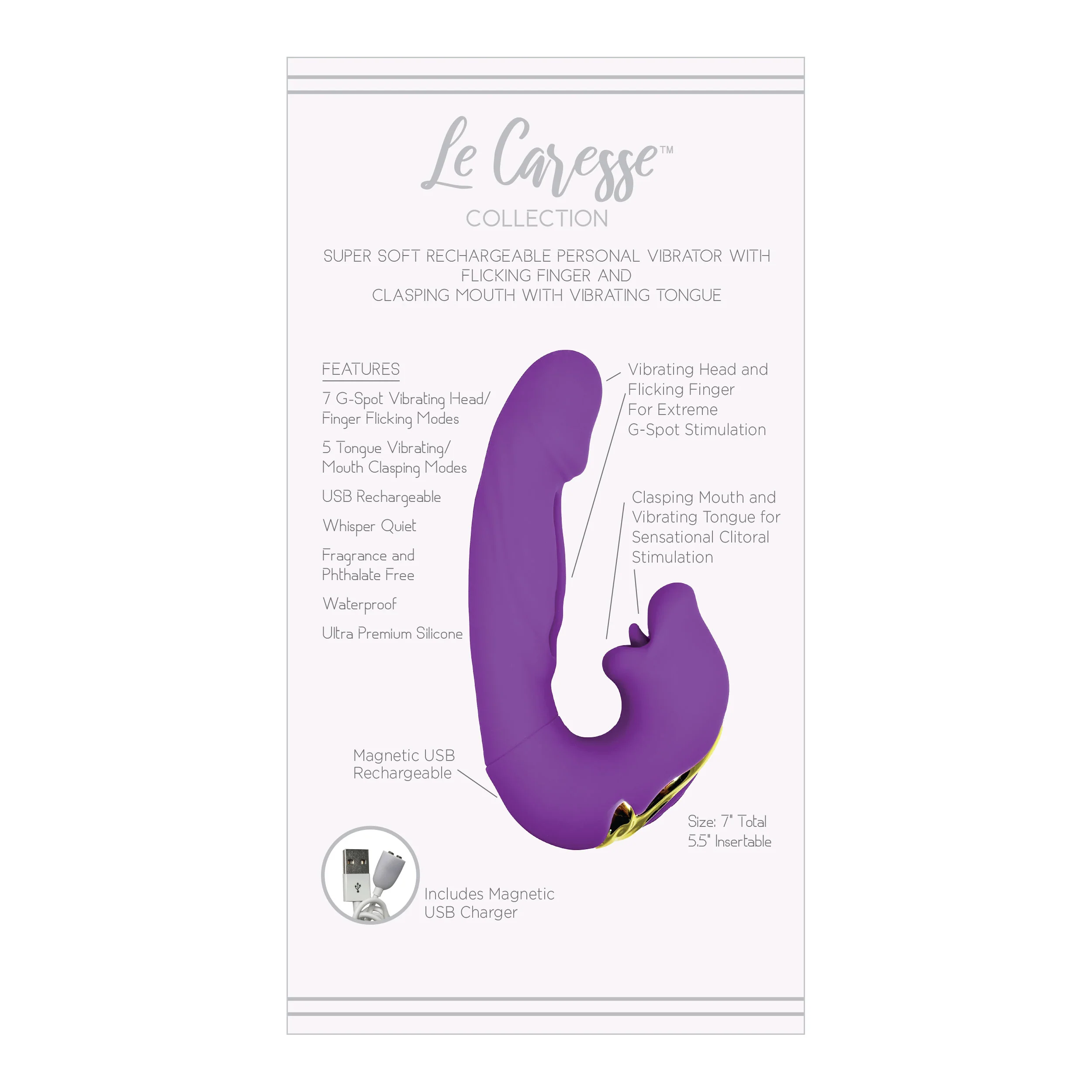 Le Caresse Vaciller Triple Function Super Soft Vibrator in Purple - Image 6