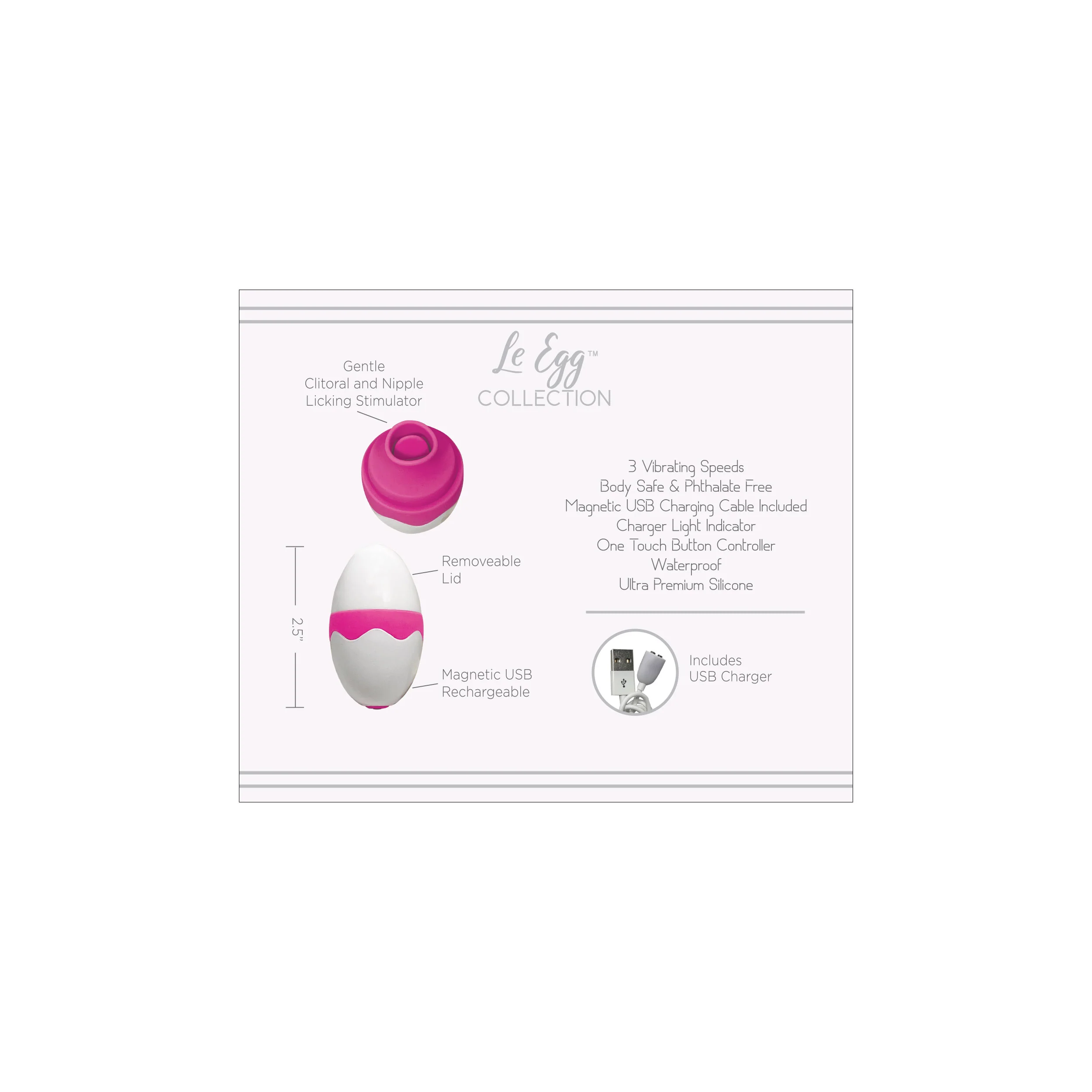 THE LE EGG COLLECTION LICKING CLITORAL STIMULATOR MINI VIBRATOR - PINK - Image 3