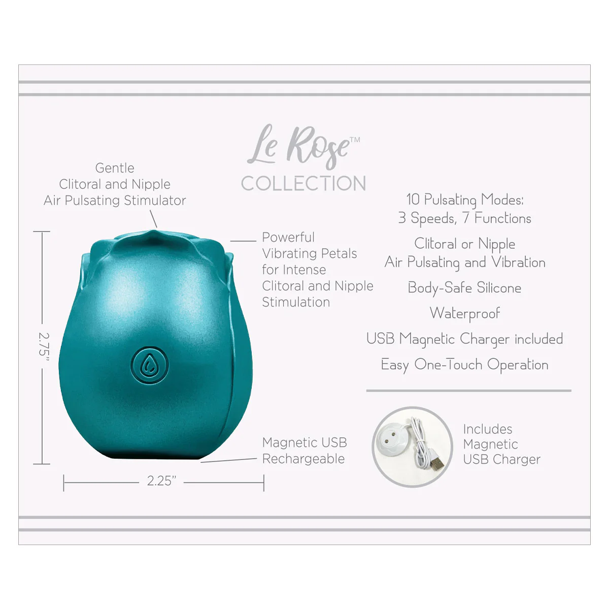 Le Rose Briller Air Pulse Clitoral Vibe in Teal Pearl - Image 4