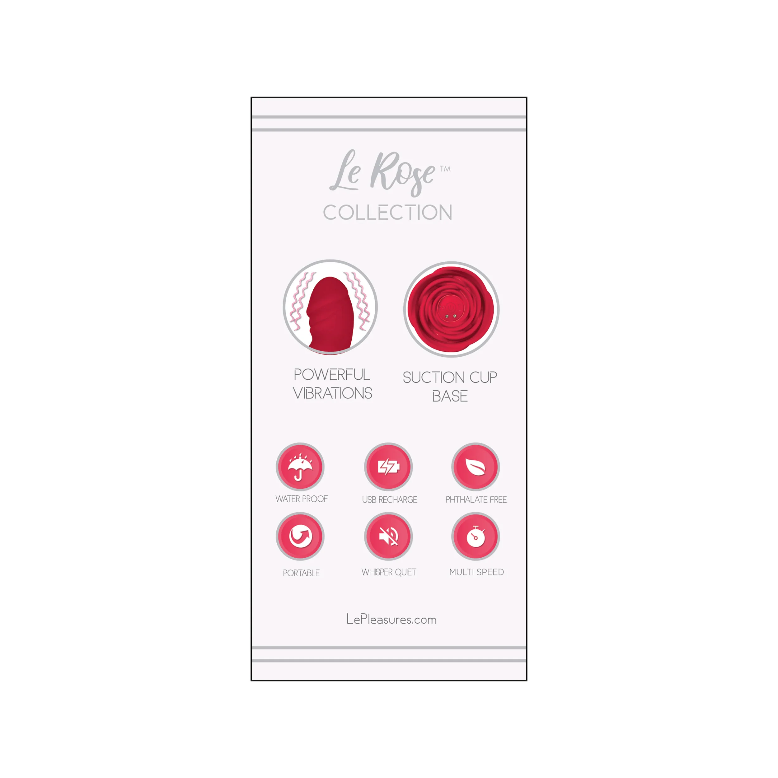 THE LE ROSE COLLECTION BOUCHON ROSE VIBRATING MASSAGER WITH REMOTE - RED - Image 4