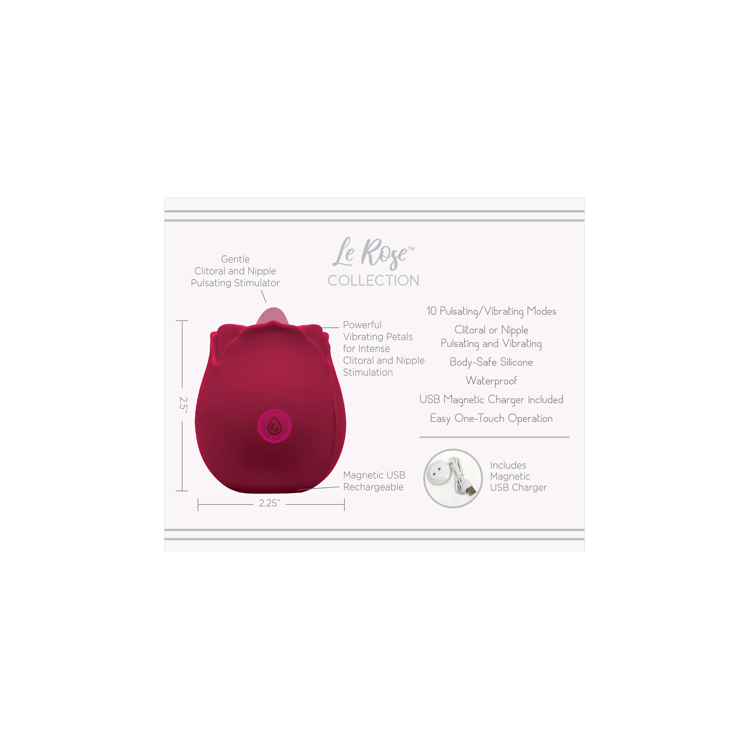 Le Rose Collection Pulse Vibrating Clitoral Massager - Cerise - Image 3