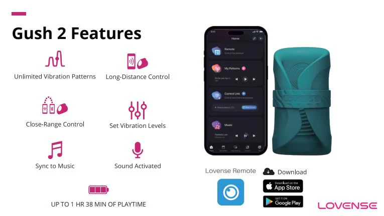 Lovense Gush 2 Remote-controlled Vibrating & Oscillating Penis Massager - Image 13