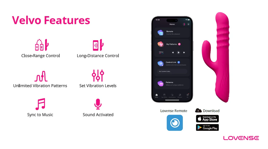 Lovense Velvo Rolling Bead Rabbit Vibrator with Dual Control & App Sync - Image 5