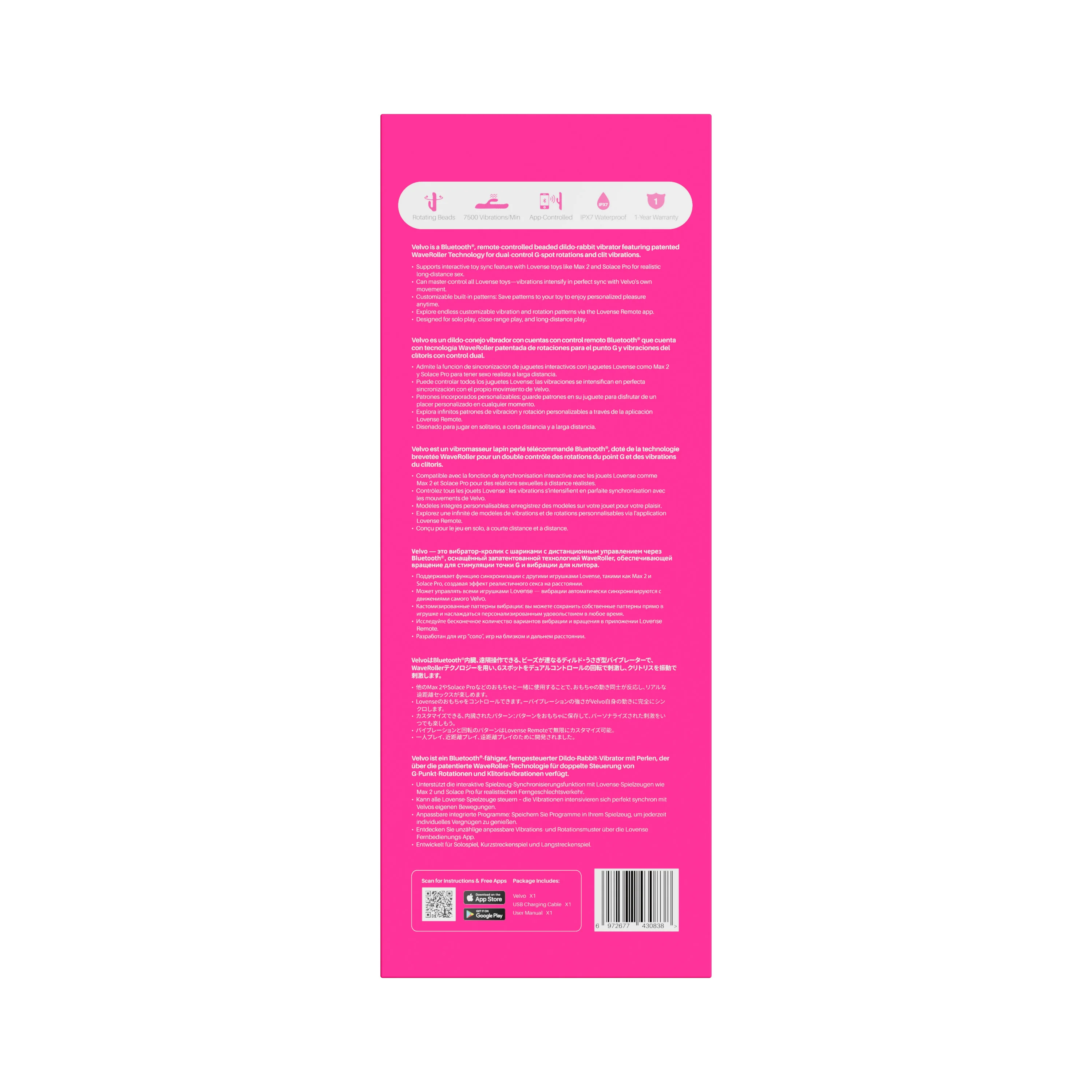 Lovense Velvo Rolling Bead Rabbit Vibrator with Dual Control & App Sync - Image 7
