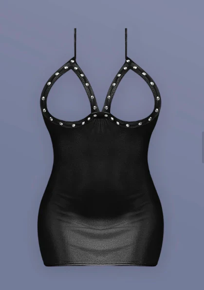 Lust Fetish Xena Cupless Faux Leather Mini Dress, Black, Queen O/S - Image 4