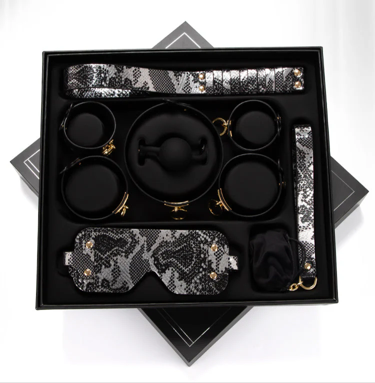 Luxe Bondage Box Set in Black & Silver Snakeskin by Fetish Pleasure Play - Image 12