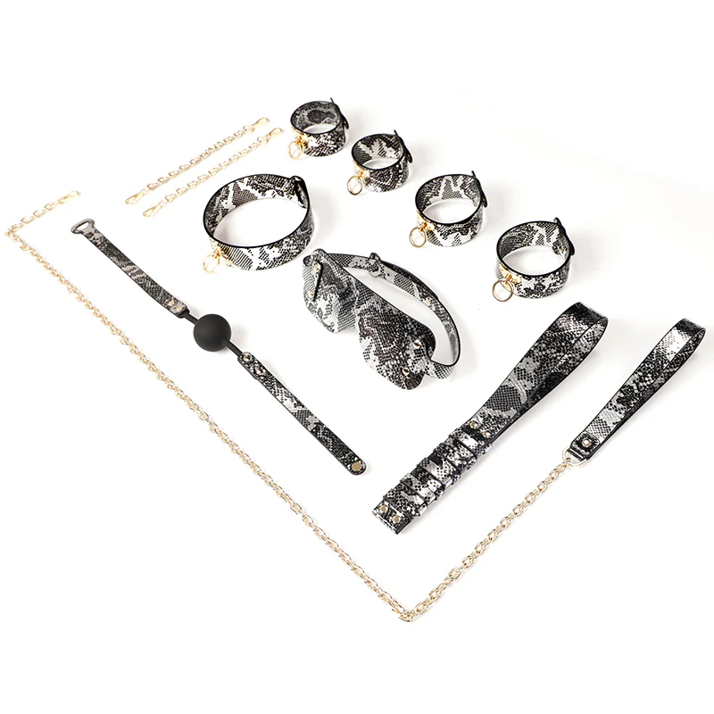 Luxe Bondage Box Set in Black & Silver Snakeskin by Fetish Pleasure Play - Image 8