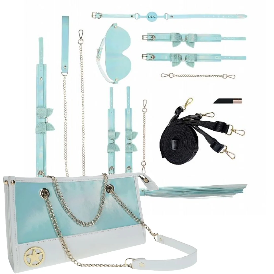 Luxury Traveler Bondage Collection in Iridescent Teal with Bag