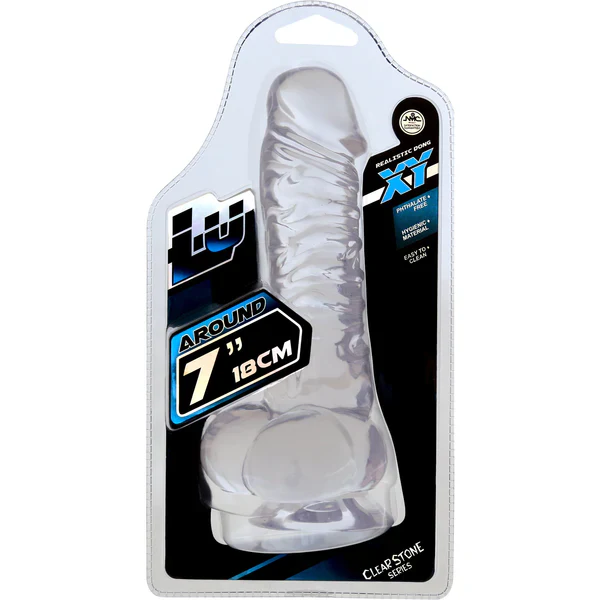 Luxy 7" Realistic Clear Dildo with Scrotum and Suction Cup - Image 4