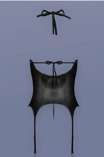 Madame Lust Studded Bustier and G-String Set, Black, Queen O/S - Image 4
