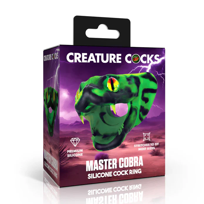 Master Cobra Silicone Cock Ring in Green by Creature Cocks - Image 2