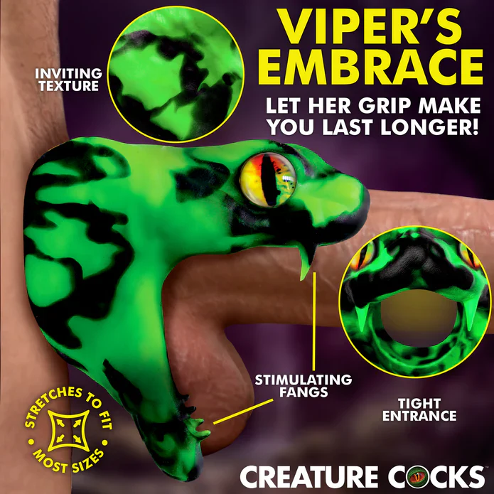 Master Cobra Silicone Cock Ring in Green by Creature Cocks - Image 4
