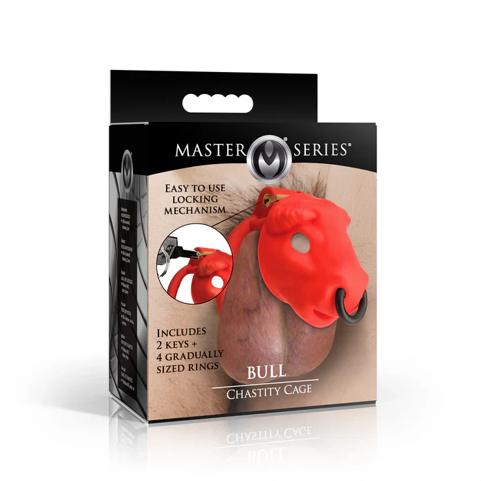 Master Series Bull Chastity Cage in Red - Image 2