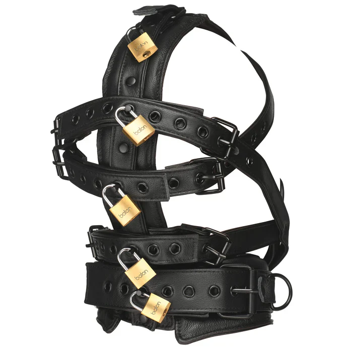 Master Series Vegan Leather Lockable Head Harness w/Muzzle - Image 3