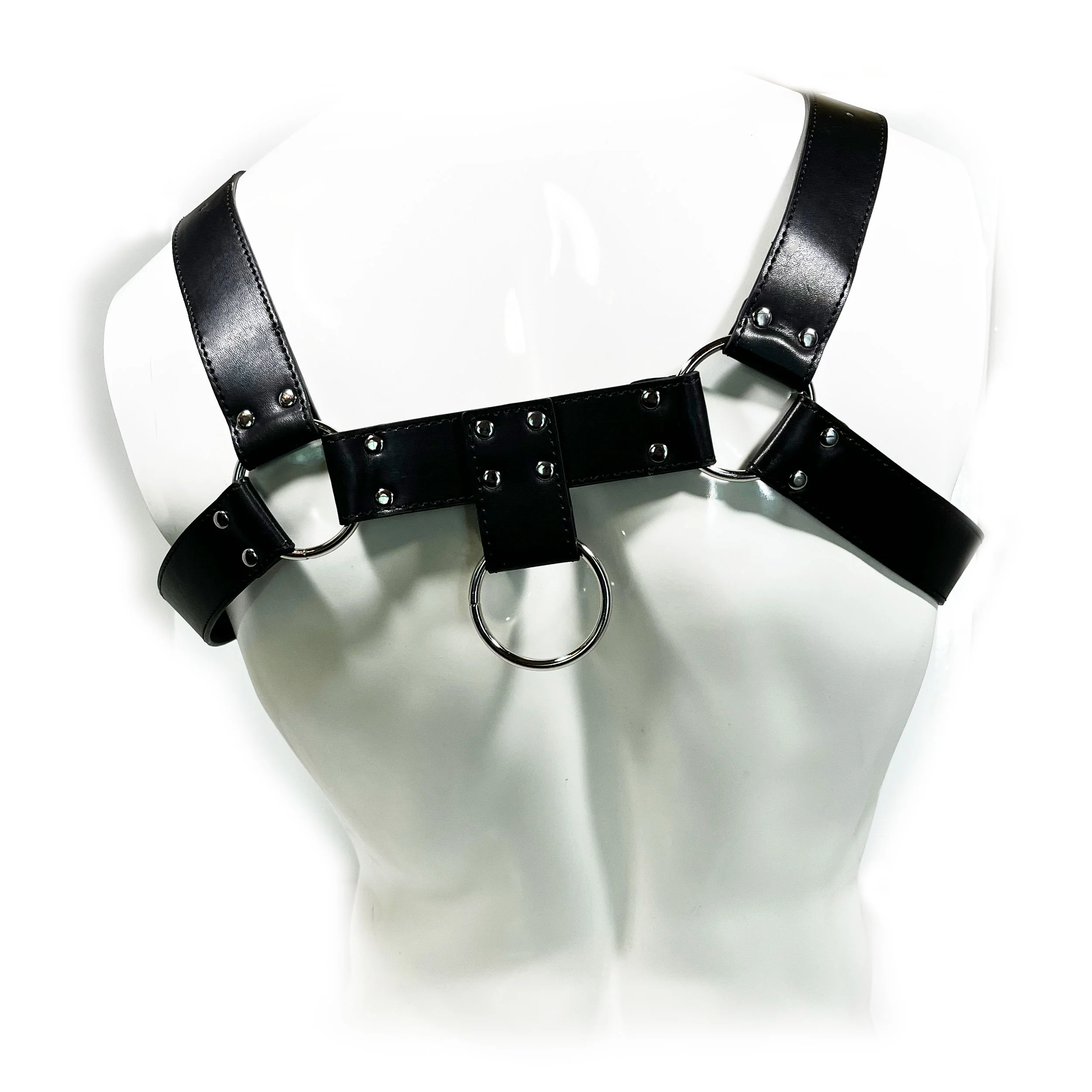 MEN'S BLACK SUSPENDER STRAP HALF-CHEST BONDAGE HARNESS - Image 3
